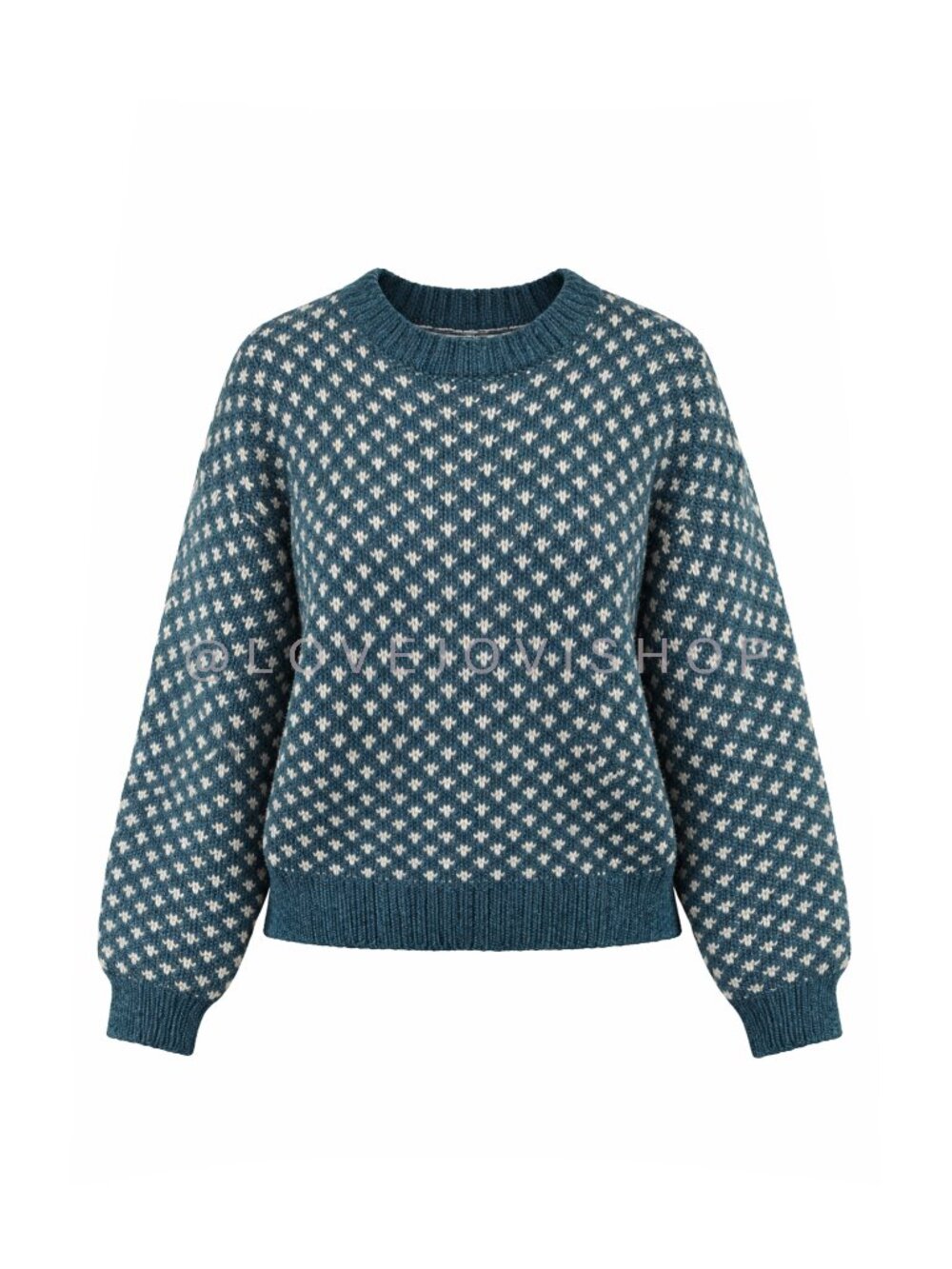 Sweater | EMS Eastern Mountain Chunky Wool Knit Pullover Blue Green | Cabincore